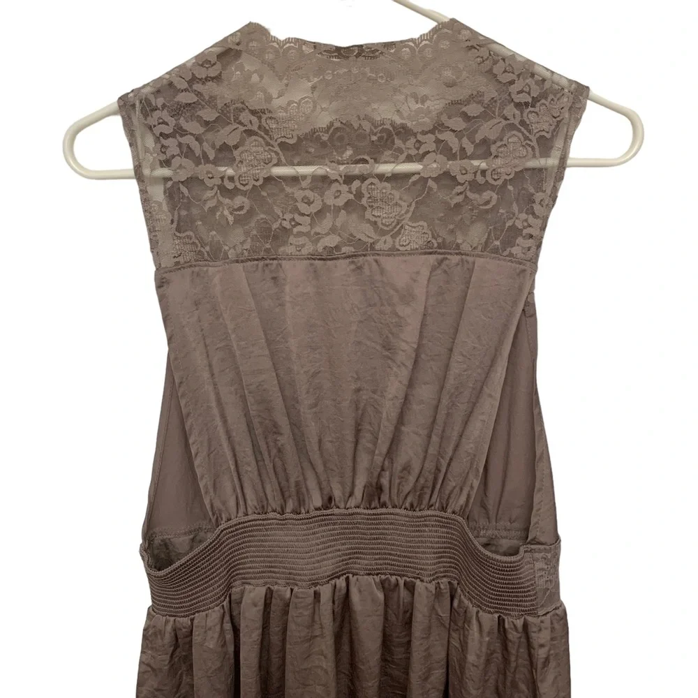 Free People Gray Lace Open Side Mini Dress Boho Sleeveless Festival